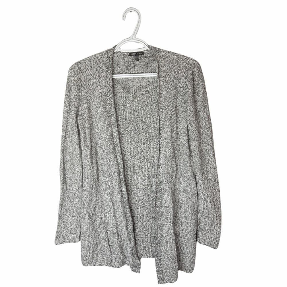 EUC- Eileen Fisher Heathered grey open front cardigan -XS